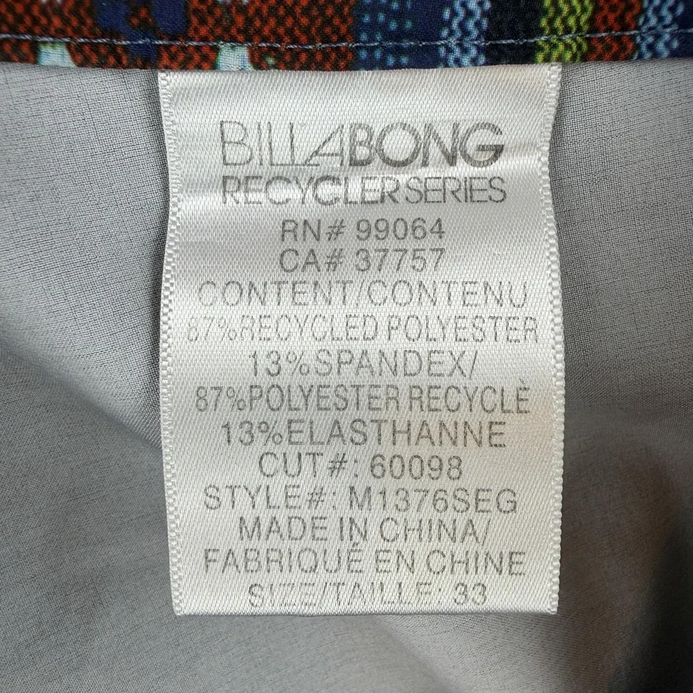Billabong Board Shorts Mens 33 Gray Geometric Platinum X PX2 Swim Trunks